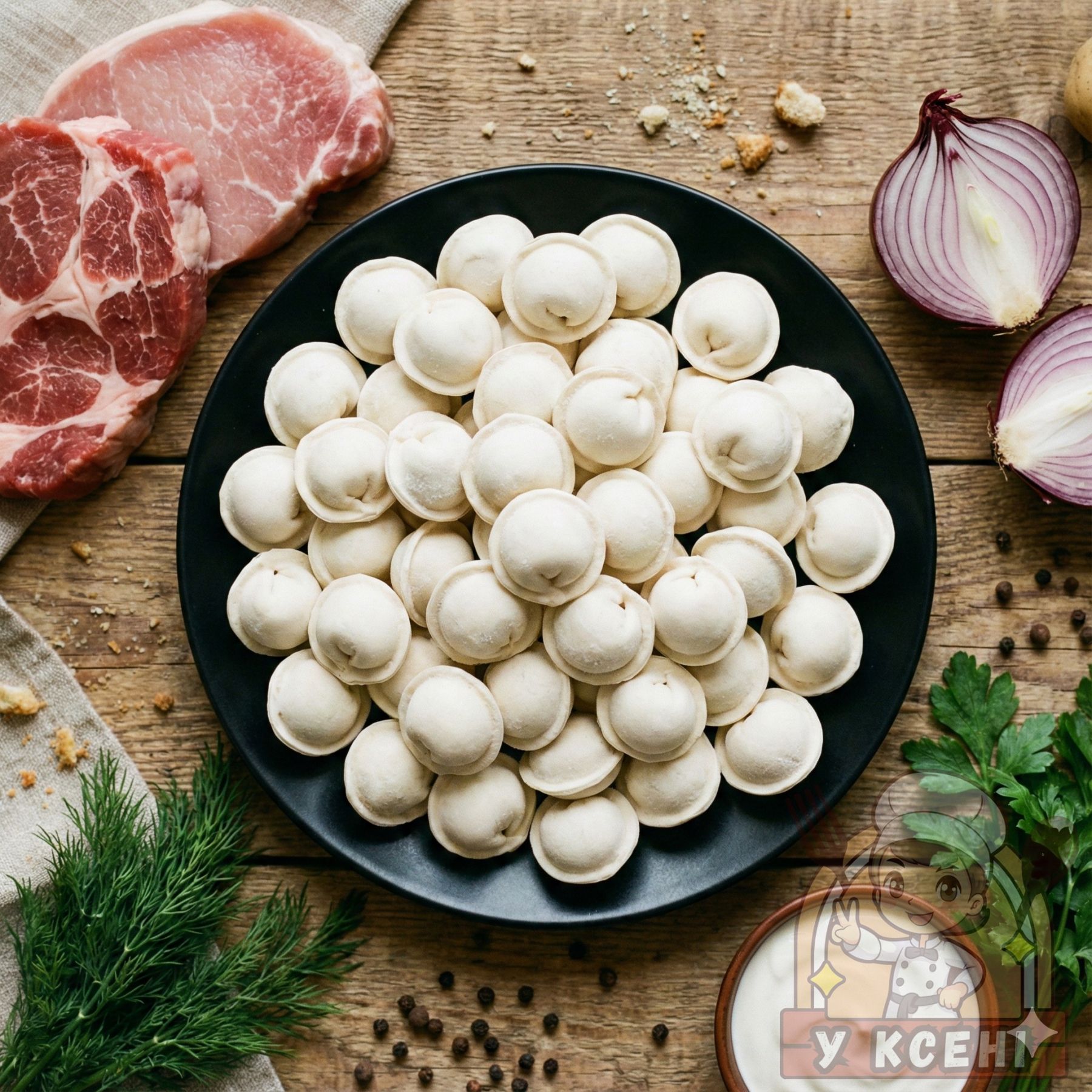 Пельмені з Яловичиною та Свининою